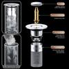 2PCS Floor Drain Filter 3cm 2.2cm Washbasin Leak Plug Stainless Steel Odor Proof Bouncing Core Drains Hair Catcher Sink Strainer