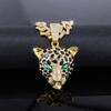 European American Exaggerated Domineering Rhinestone Leopard Head Pendant, HIPHOP Punk Trendsetter Cool Hip Hop Cuban Chain Jewelry