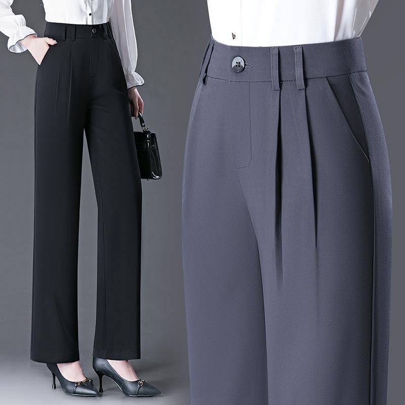Classic Versatile Wide Leg Pants Women'S Spring And Autumn New Fashion High Waist Temperament Commuter Professional Casual Straight Suit Pants