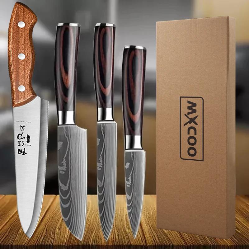 New Professional Kitchen Knife Damascus Laser Japanese Santoku Knife Fruit Slicing Utiltiy Knife Stainless Steel Chef's Knife