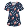 Women's Christmas Print Loose V-Neck Pocket Short-Sleeved Uniform