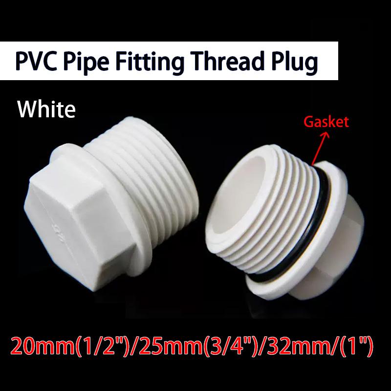 PVC 20/25/32mm 1/2",3/4,1" Male Pipe Fitting Thread Plug Connector Screw Plug End Cap Stop Water Jointer Plumbing Accessories