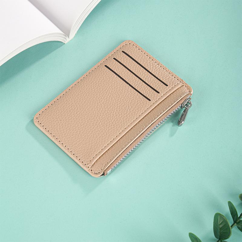 Mini Credit Card Wallet Id Card Holder Men'S Small Wallet Thin Sleeve Zipper Short Coin Wallet