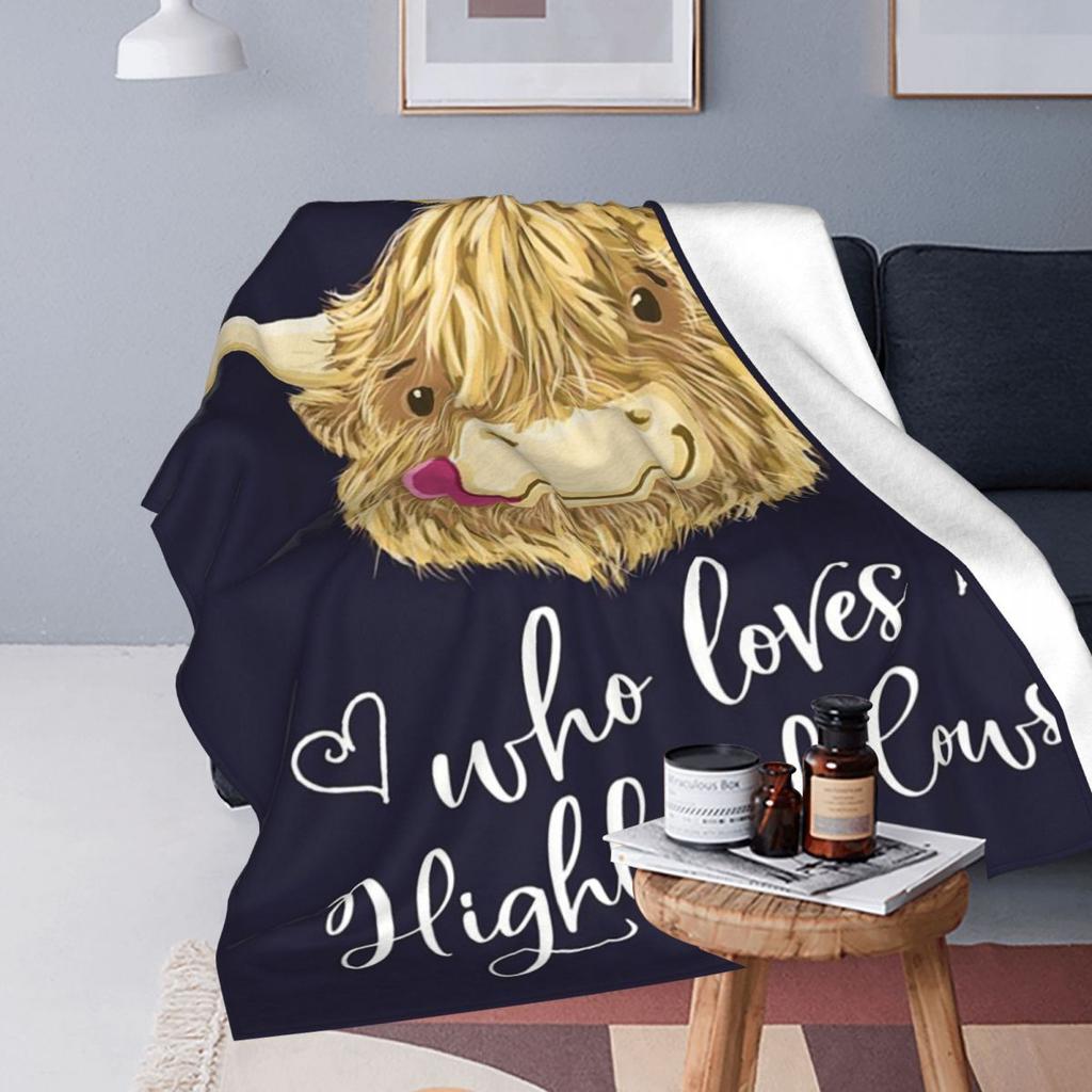 Just A Girl Who Loves Scottish Highland Cows Blanket Flannel Sofa Throw Blanket Warm for Couch Bedding Outdoor Throws Bedspread