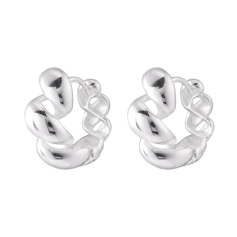 Sterling Asymmetrical Twisted Hoop Earrings Women Minimalist Fashion Ear Cuffs 925 Sterling Silver