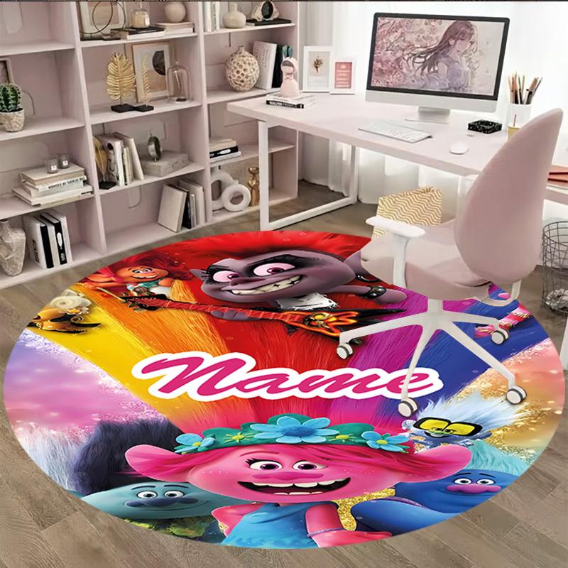 Customizable T-Trolls3 Round Non-Slip Carpet - Ideal for Garden, Picnic, Office, Perfect for Decoration, Suitable For All Seasons