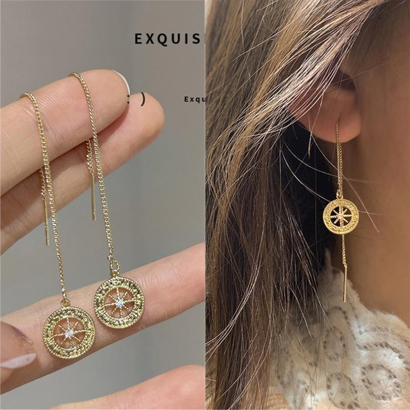 Lange Quaste Zirkon Ohrring Mode Frauen Mädchen Temperament Feine Glänzende Geometrische Ohrringe Schmuck Party Geschenke