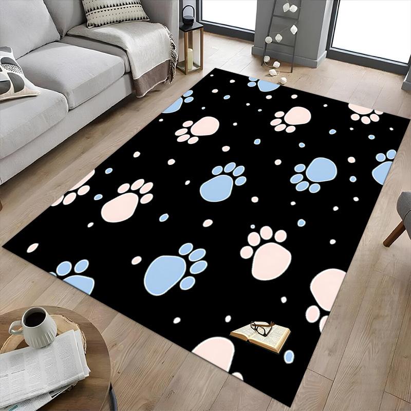 1PC Paw Prints Light Blue Carpet Ultra Soft, Thick & Absorbent, Non Slip Machine Washable Mat for Entryway