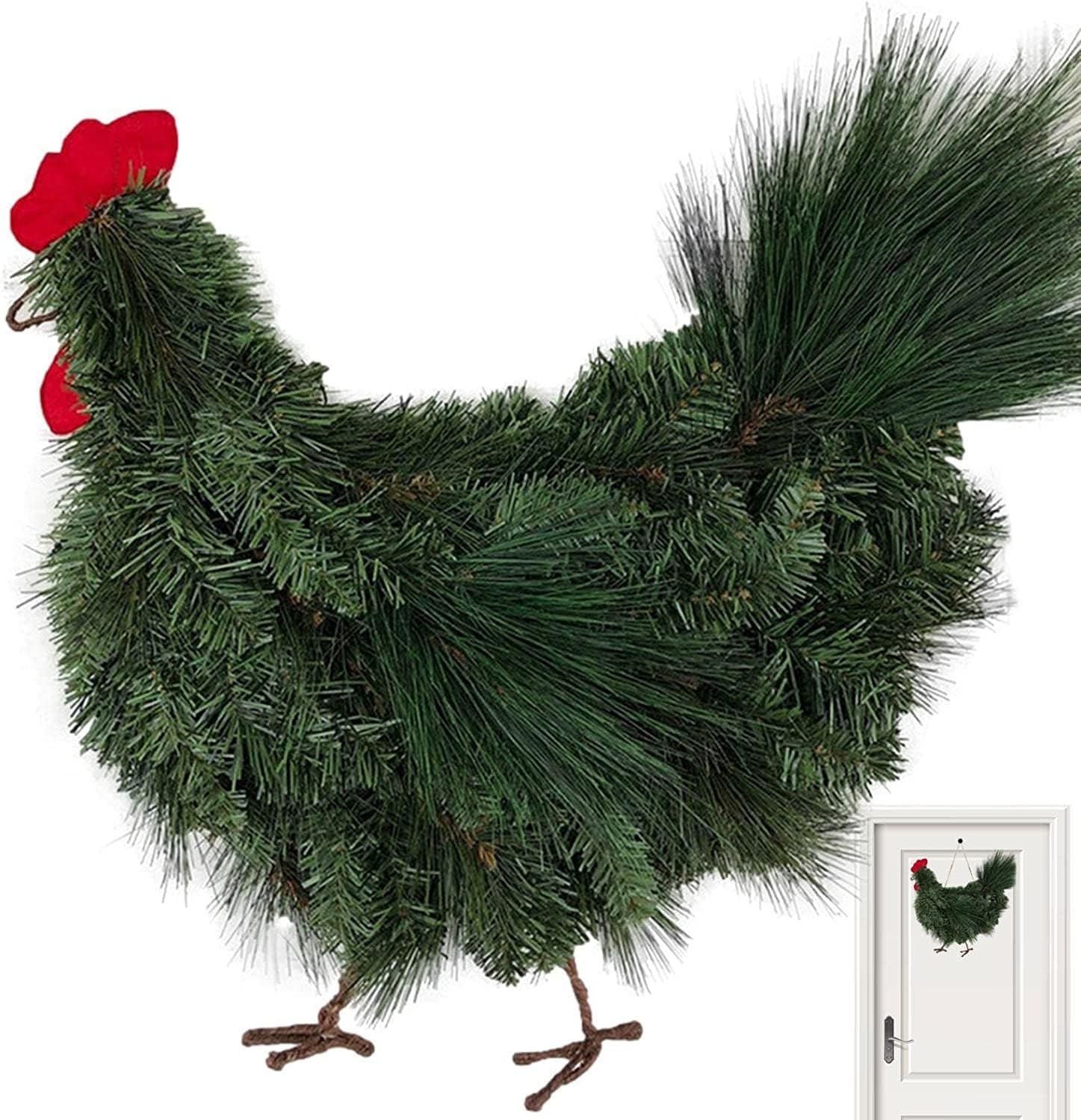 

Рождественский венок из петуха, 12-дюймовый искусственный рождественский венок в форме петуха | Прочное рождественское украшение, дверная гирлянда для помещения и улицы