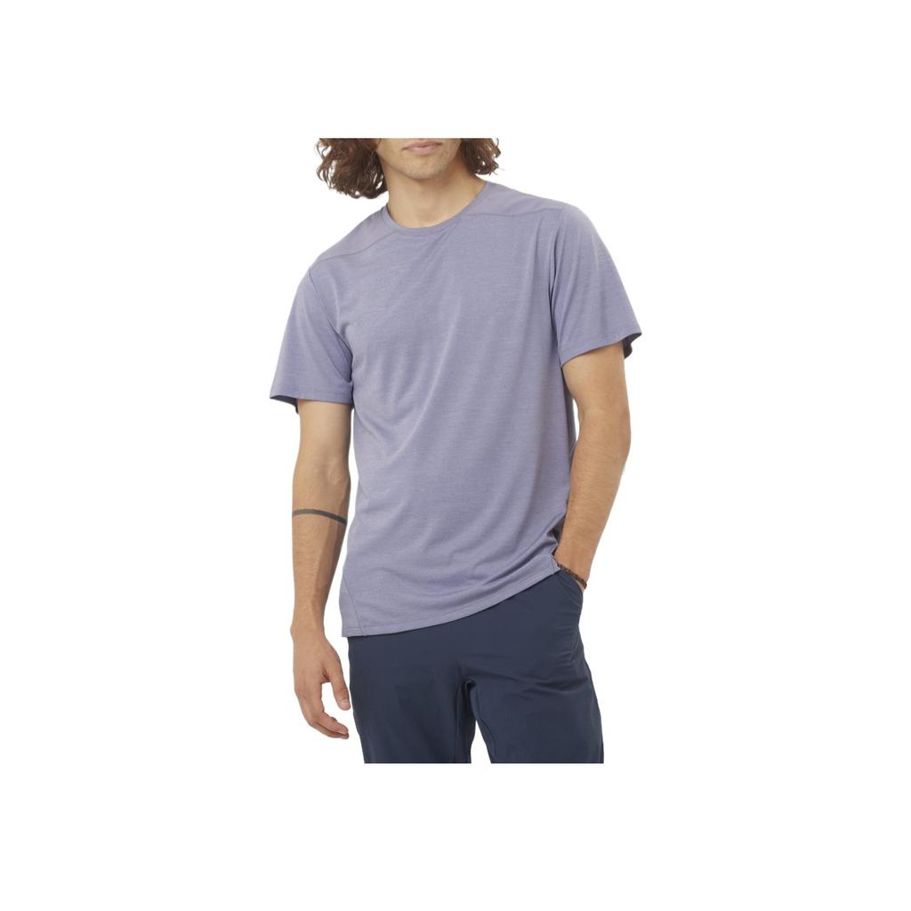 SALOMON Dopamine Breathable Quick-Dry Solid Color Crew Neck T-Shirt Men Tops Blue Granite C24756