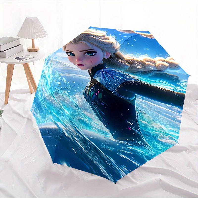 Elsa,Frozen Themed folding umbrella, the best choice for gift giving, 8 ribs, casual, durable, lightweight and portable travel umbrella, sui