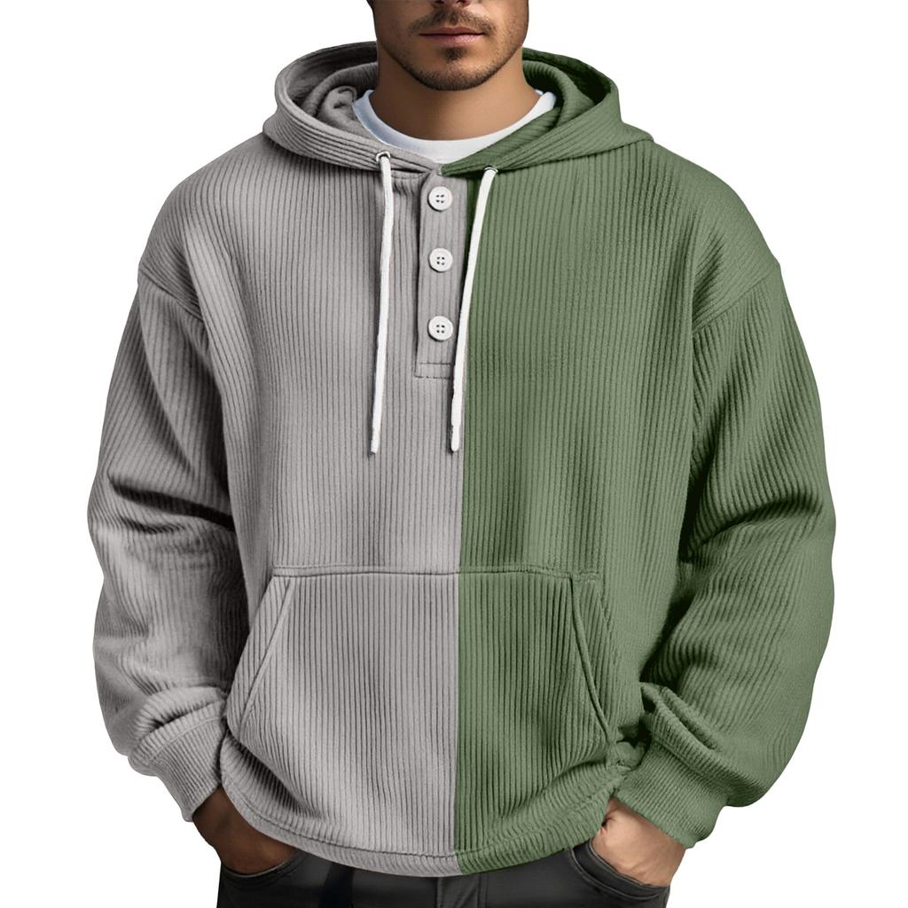 Men's Leisure Loose Three Clicks Color Clashing Hooded Hood Hoodie