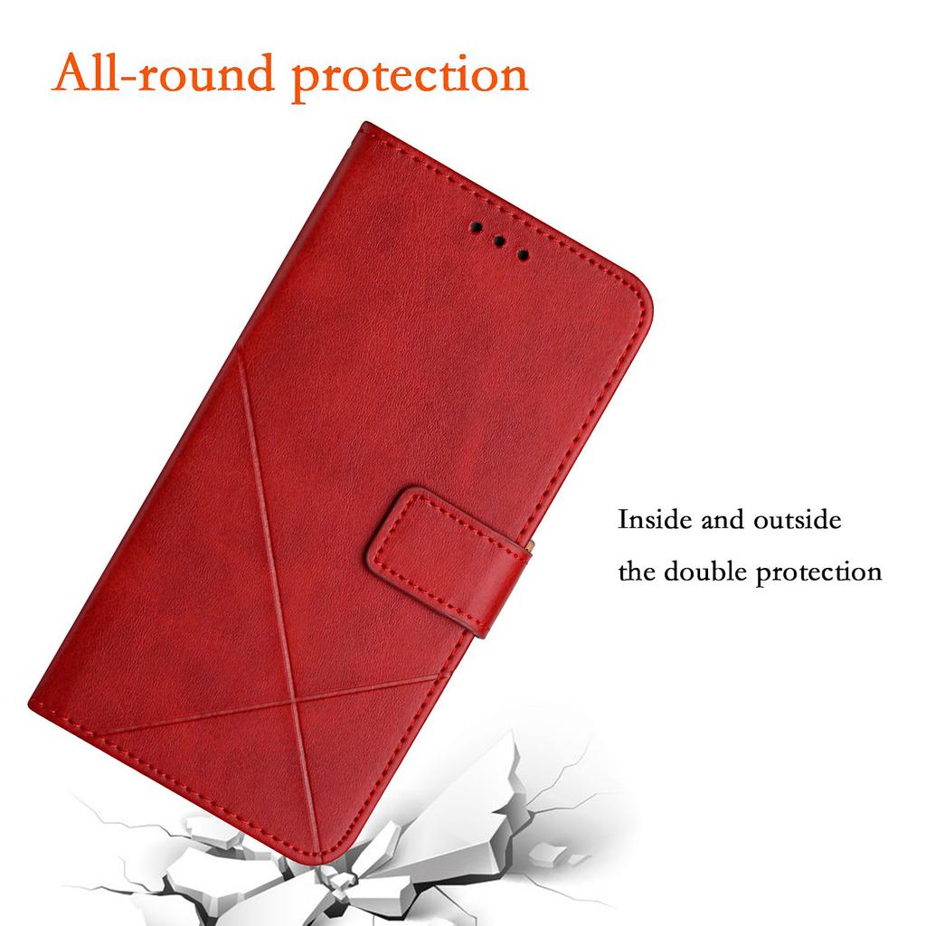 For Xiaomi Redmi Note 13 Pro 4G/Poco M6 Pro 4G Case Lines Imprinted PU Leather Wallet Stand Phone Cover