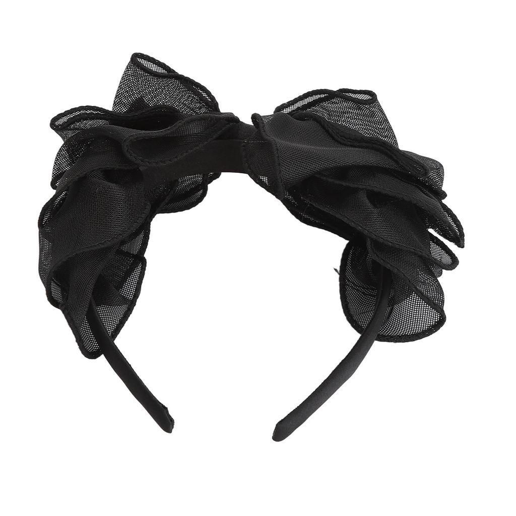 2PCS Black Mesh Bow Headband Fashionable Comfortable Princess Bow Headband for Women Bow Hairband Hair Accessories