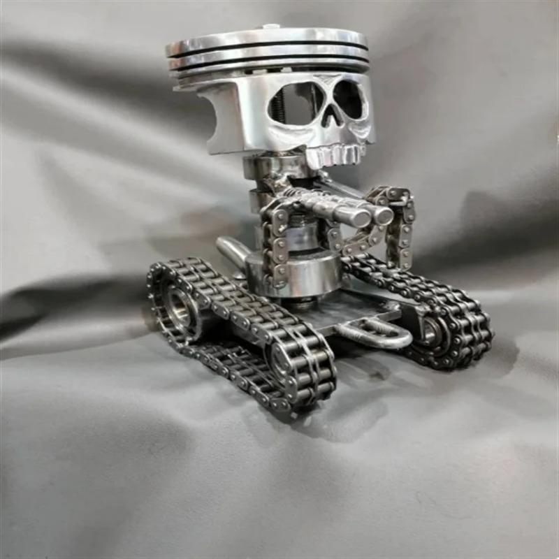 Carved Piston Skull Face Sculpture Resin Skull Artwork Statue Crafts Home and Office Personalised Desktop Decoration Ornaments