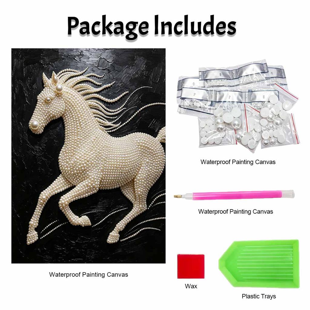 5D DIY Pearl Diamond Painting Kit Majestic Running Horse Full Drill Embroidery Mosaic Art Home Wall Decor Gift