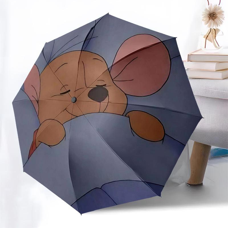 Winnie und Freunde Themen-Reiseregenschirm - 8 Rippen, Automatisches Öffnen und Schließen, Tragbares faltbares Design, Kompakter und stilvoller Regenschirm Geeignet
