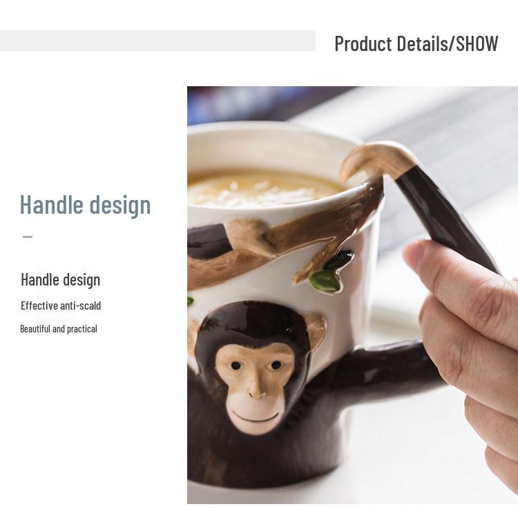 Children's Animal Cartoon Ceramic Mug - Cute Pet Design for Coffee, Milk, or Water