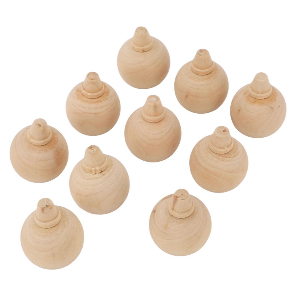 10PCS Unfinished Ball Ornaments Wooden DIY Unfinished Xmas Tree Hanging Balls Embellishments for