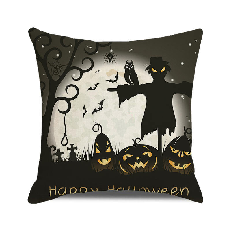 Halloween colorful pumpkin devil Digital printing short plush pillow covers for car sofa office cushion cover home goods