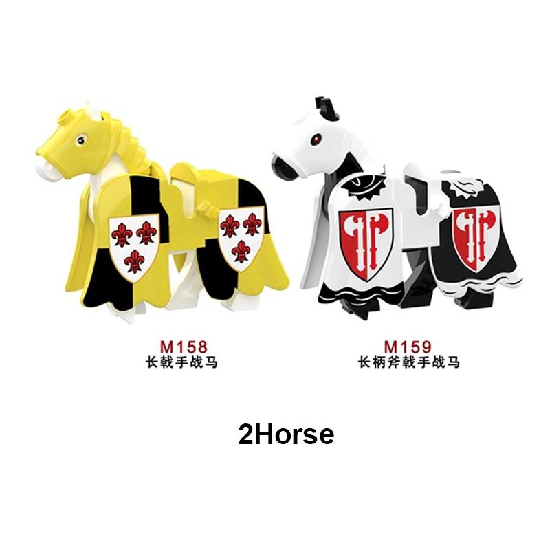 Military Building Blocks Medieval Solider Knights Equipments Mount War-Horse Wolf Flag Vests Shields Fiery Dragon Mini Brick Toy