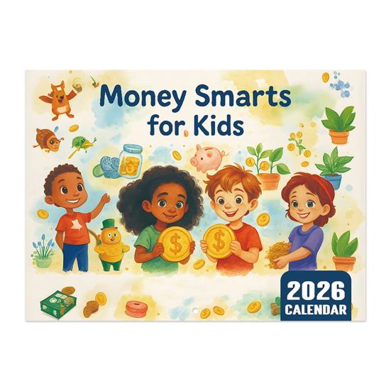 2026 Money Smarts for Kids Calendar Money Learning Monthly Planner with Colorful Illustrations And Money Management Concept for Classroom Home