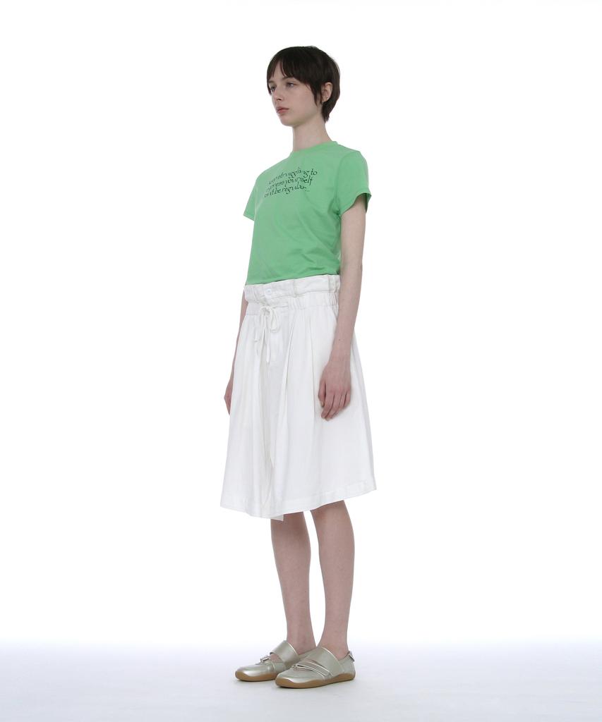 Partimento Woman Foldover Waist Midi Skirt_White