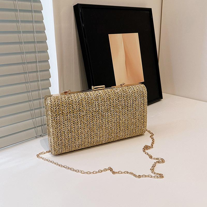 Weave Straw Evening Clutch Bags for Women Luxury Purse Summer Party Fashion Shoulder Bags Hadbags Wedding Bridal Clutches Sac