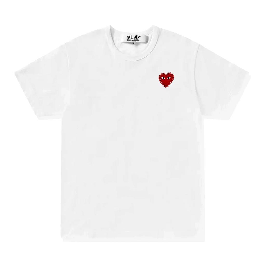 Unisex Crew Neck Short Sleeve Loose Fit Casual T-Shirt Colorful Heart Digital Print Basic Top