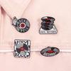 Retro Black Vinyl Record Player Enamel Pin Rock And Roll CD Player Nostalgic Brooches Lapel Badge Jewelry Gifts For Friends
