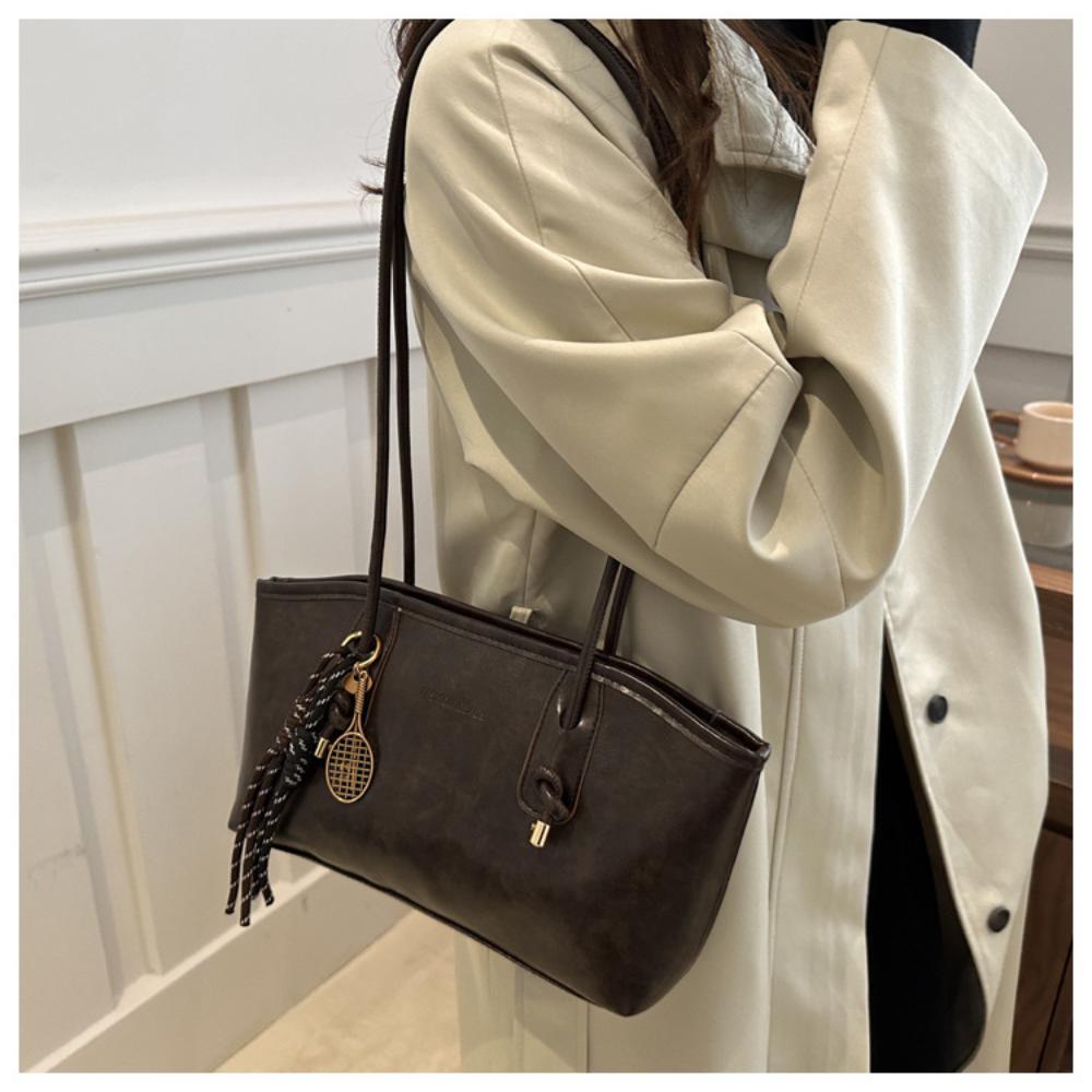 PU Leather Shoulder Bag For Women Y2K Simple Fashi Girl Handbag Large Capacity Female Bag Solid Color Retro Tote Bags