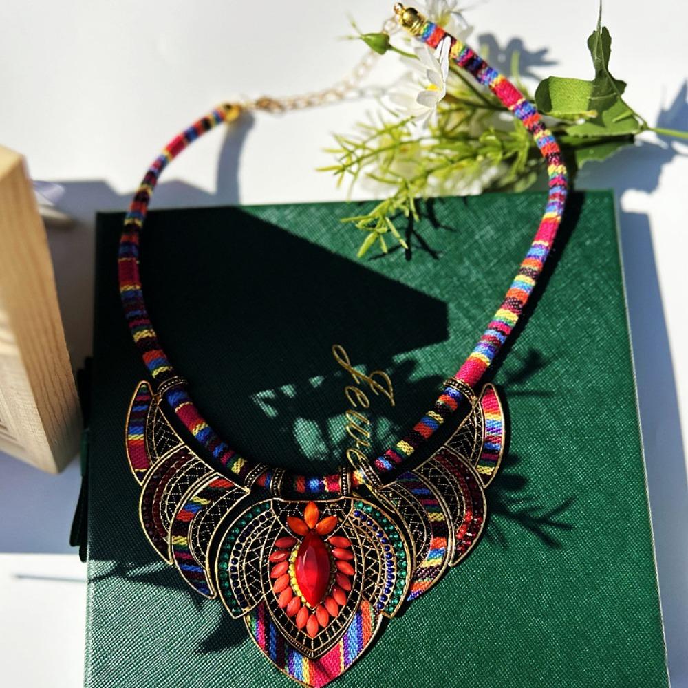 3Pcs/Set Braided Rope Indian Choker Ethnic Style Leisure Necklace Fashion Bohemian Necklace  Ladies