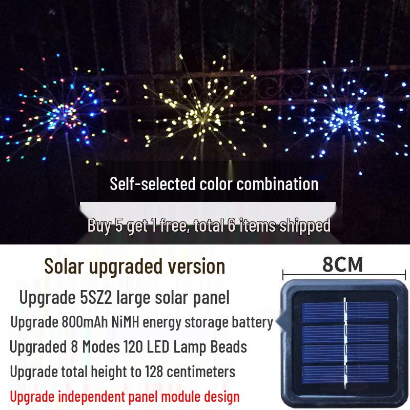 Waterproof Solar Dandelion Firework String Lights for Garden and Lawn Decoration