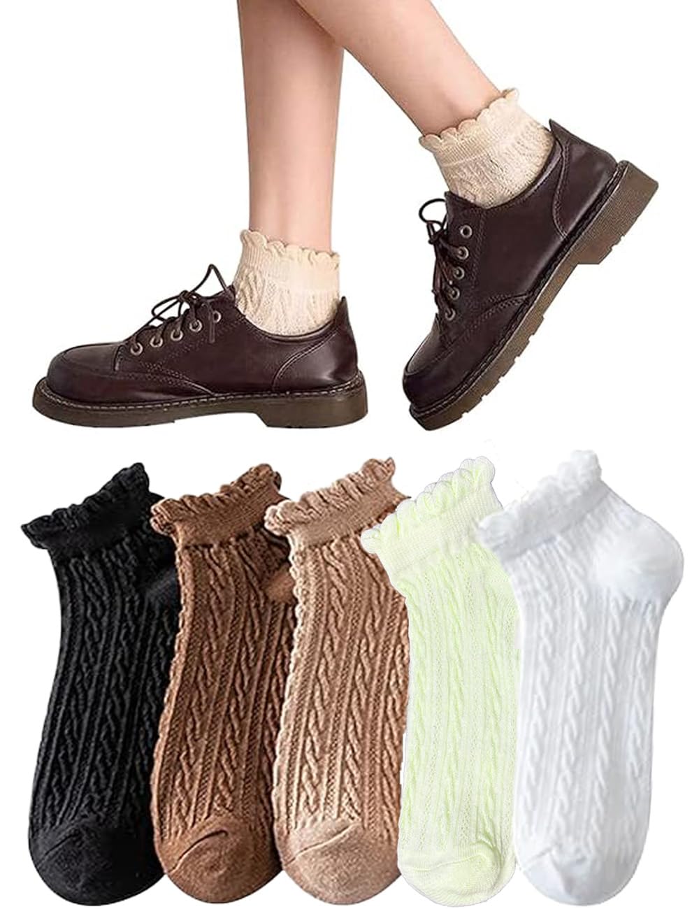 Ankle Frilled Sneaker Short Summer [RIVON] Women s Socks, 5-Pair Set, Thin, Socks, Cute, Spring/Summer, Stylish, Cotton, Socks, Socks, Women s,