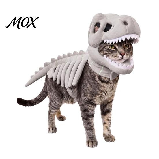 Dreidimensionales Dinosaurier-Rücken-Skelett-Haustierkostüm, Leuchtet im Dunkeln 3D-Kleidung, Halloween Bequemer Polyester-Anzug Dino-Outfit für Hunde