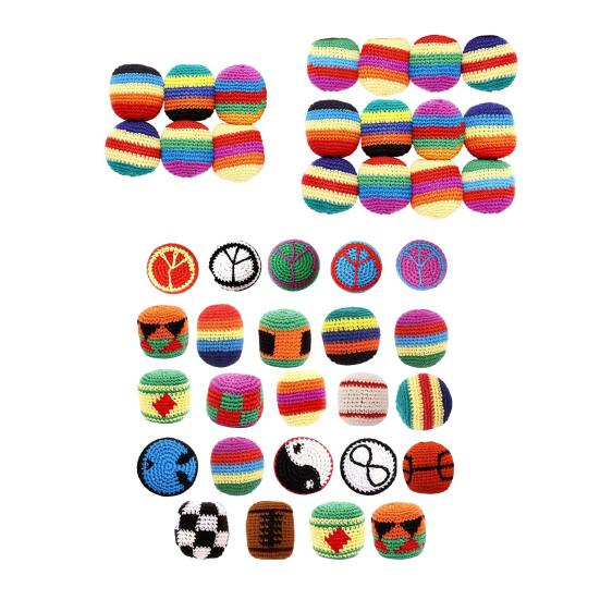 Hand Knitted Beanbag Balls Set Soft Filled Throwing Juggling Balls for Kids Adults Colorful Cotton Yarn Footbag for Coordination Outdoor Play