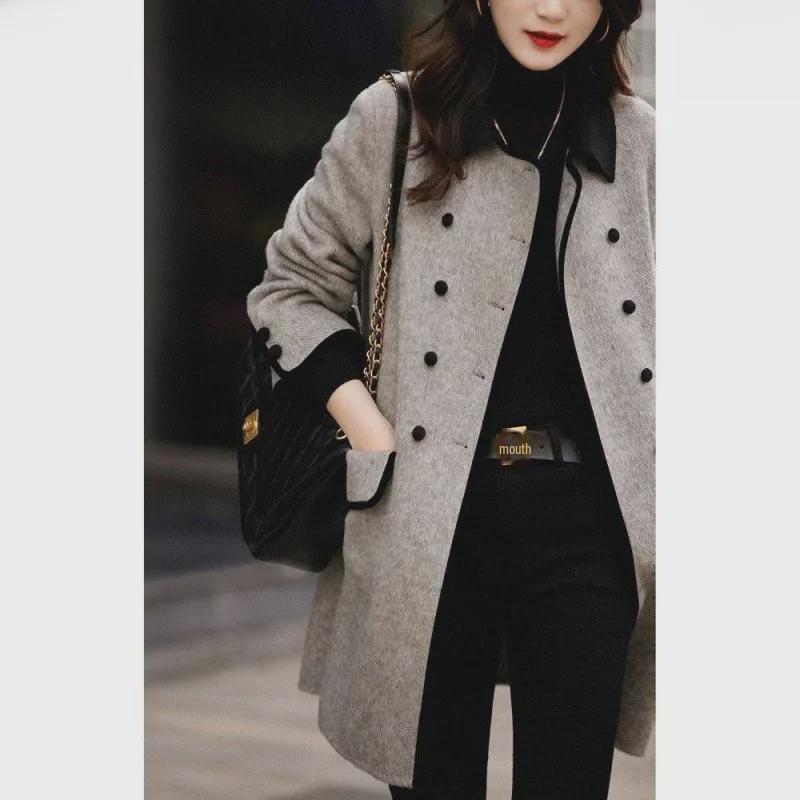 Crisp Bone Contrast Small Lapel Double-Sided Wool Coat - Autumn/Winter 2024 Collection