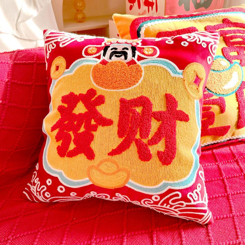 Embroidery Velvet Cushion Cover Luxury European Pillow Cover Gold PillowCase Geometry Home Decorative Sofa Throw Pillow