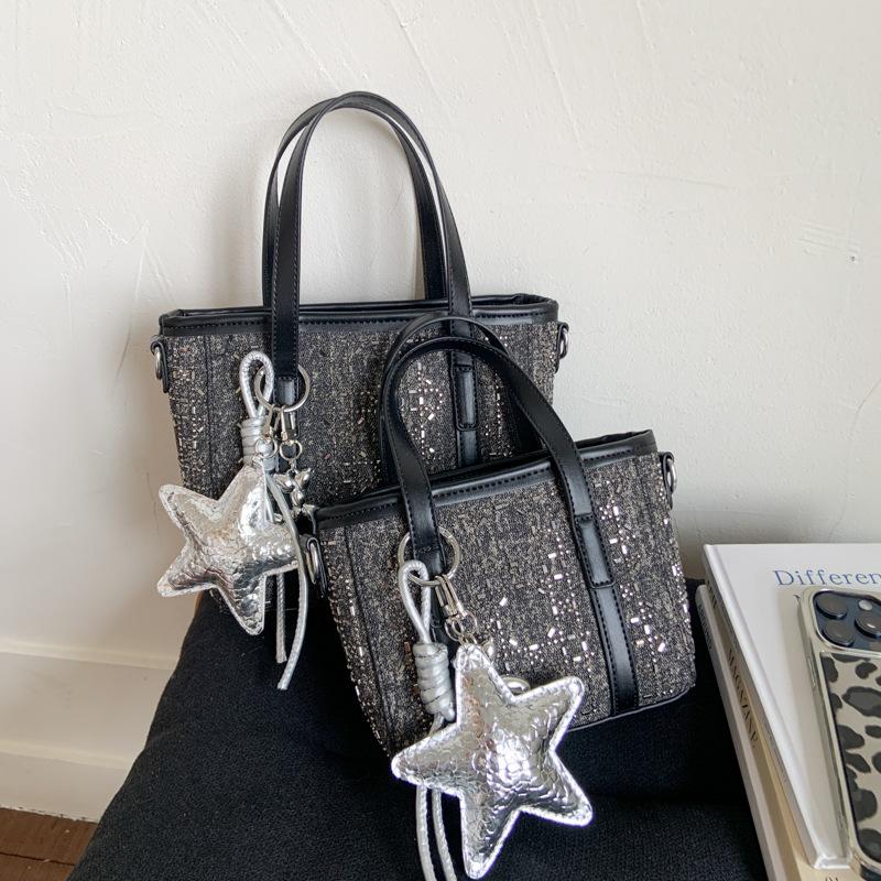 Denim Diamond Bucket Bag Women's 2025 New Fashion Versatile Premium Shoulder Crossbody Bag