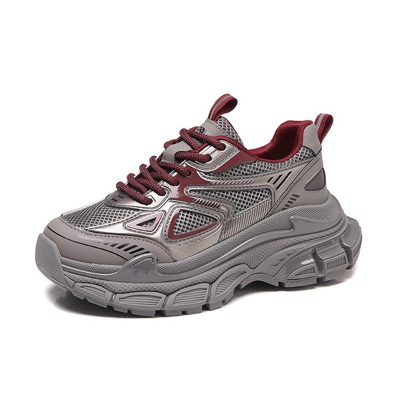 

Новые папины кроссовки для женщин Модные спортивные одинарные кроссовки на толстой подошве 40 красный/серый