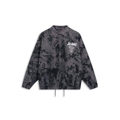 Sports Fashion Series American Retro Tie-Dye Letter Logo Print Collar Jacket Men Jacket Black AJDT499-3