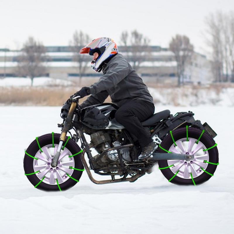 10PCS Anti-Skid Snow Chains for Motorcycles Bicycles Winter Tire Wheels Non-slip Cable Ties Motorbike Emergency Tire Chain Tool