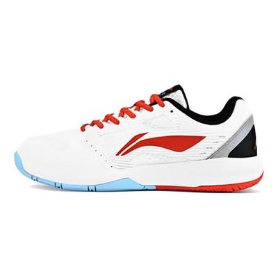 Li Ning Light Feather Abrasion Resistant Low Top Badminton Shoes Unisex White Red AYTT035-1