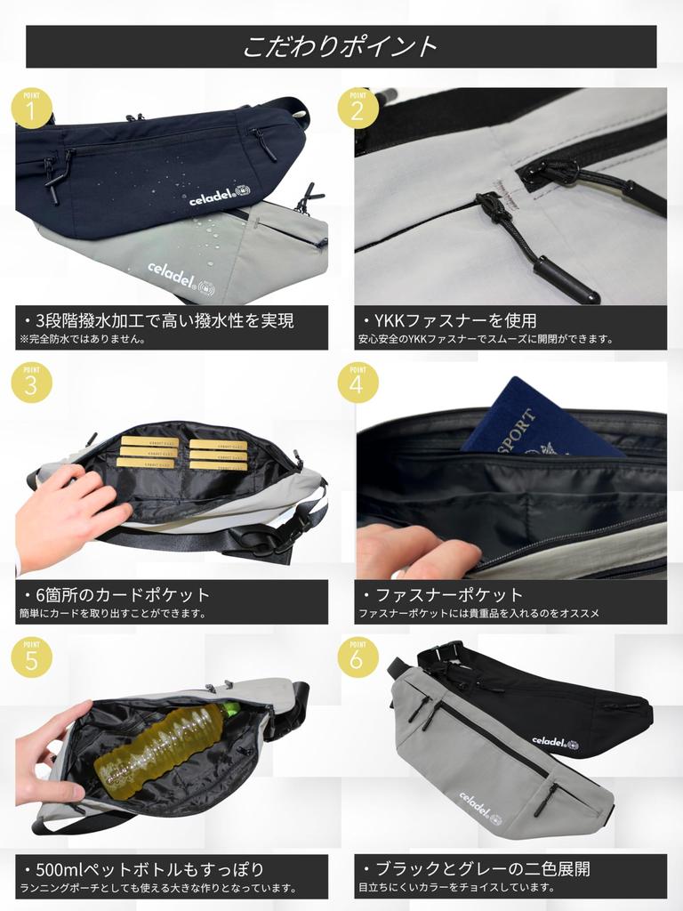 Celadel Security Waist Sling Passport Travel Pouch, Pouch, Bag, Case, Pouch, Water-Repellent (Gray)