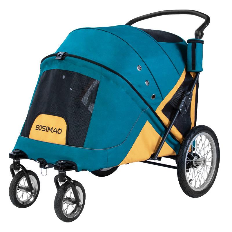 

Dog Stroller Travel transport Breathable Bicycle Trailer Height Adjustable Dog Carrier Foldable Dog Accessories Pet Products зелёный