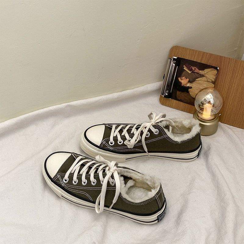 Niche Shoes Children's Winter Velvet Canvas Shoes 2025 Autumn and Winter New Students Korean Version Warm and Thickened Two Cotton Shoes