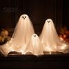 Décorations d'Halloween Extérieures 3 Pièces Décor de Table Fantôme Lumineux, Lampe LED, Blanc Lumineux Assemblage Simple Accessoires de Fête Pièce Maîtresse, Lampe de Table Effrayante
