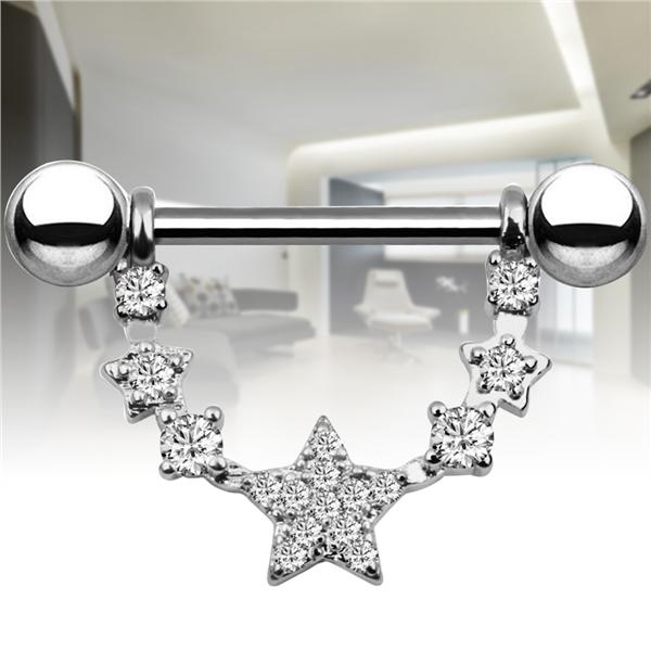 Surgical Stainless Steel Nipple Rings Crystal Bling Nipple Barbells