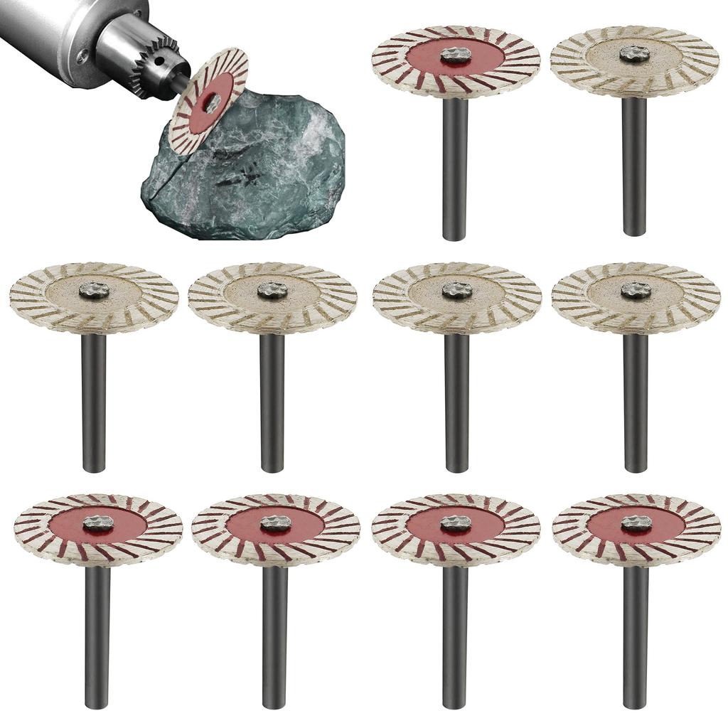10Pcs Cutting Disc 6mm Shank Circular Saw Blade Sanding Disc Grinding Wheel For Wood Metal Stone Granite Marble Wet Dry Cutting