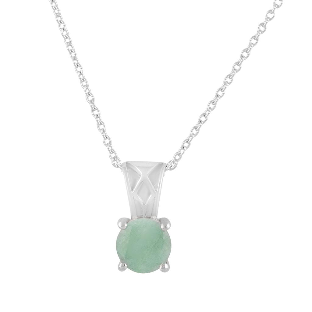 Silver Necklace with Natural Emerald 0.718ct (2126546)